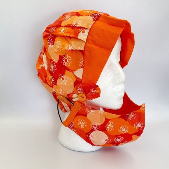 Women Surgical Scrub Hat With Matching Mask - Picture 2 of 11